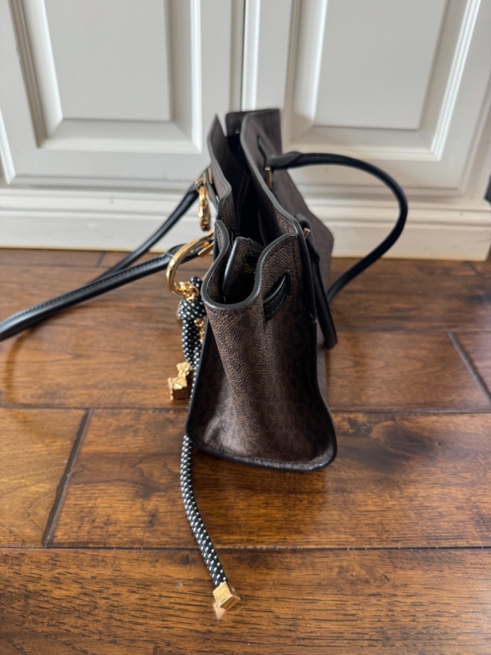 Michael Kors Brown Signature Lock Satchel Tote Bag - Picture 5 of 9